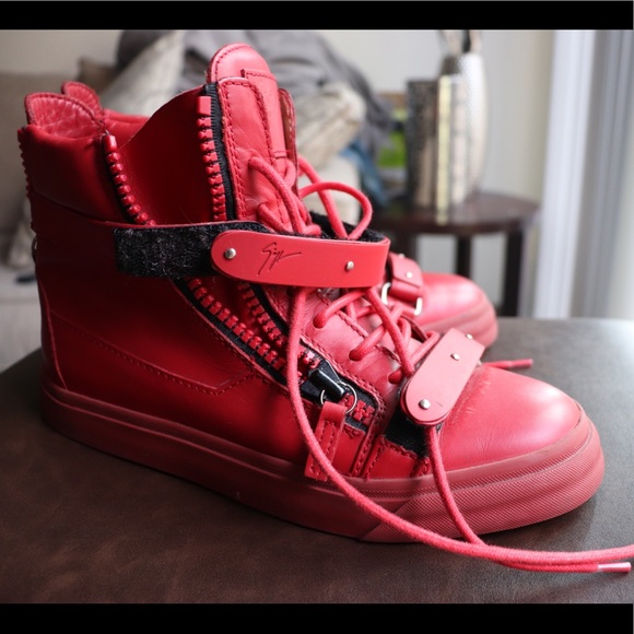 Giuseppe Zanotti Other - Giuseppe Zanotti Red London High Top Matte Sneaker